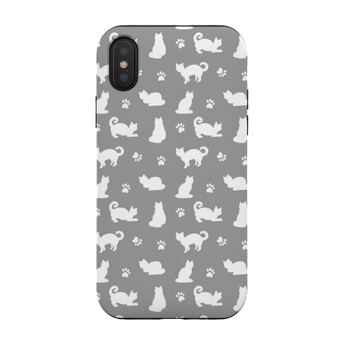 iPhone Xs / X StrongFit White and Gray Cat Pattern by Julie Erin Designs