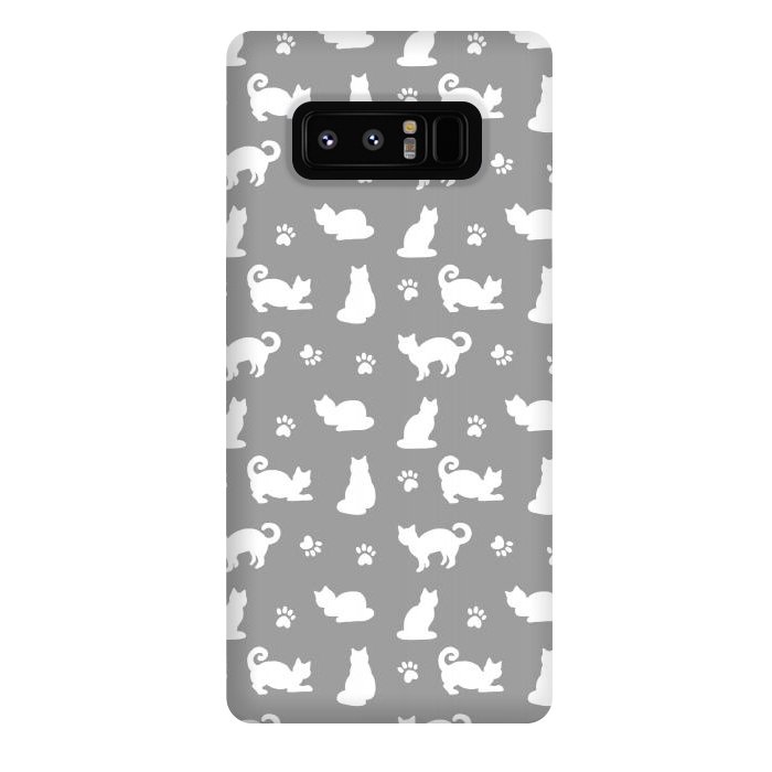 Galaxy Note 8 StrongFit White and Gray Cat Pattern by Julie Erin Designs
