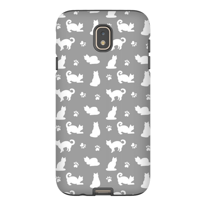 Galaxy J7 StrongFit White and Gray Cat Pattern by Julie Erin Designs