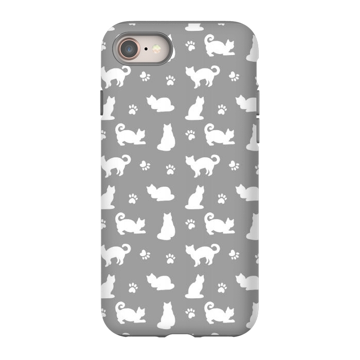 iPhone SE StrongFit White and Gray Cat Pattern by Julie Erin Designs