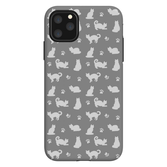 iPhone 11 Pro Max StrongFit White and Gray Cat Pattern by Julie Erin Designs