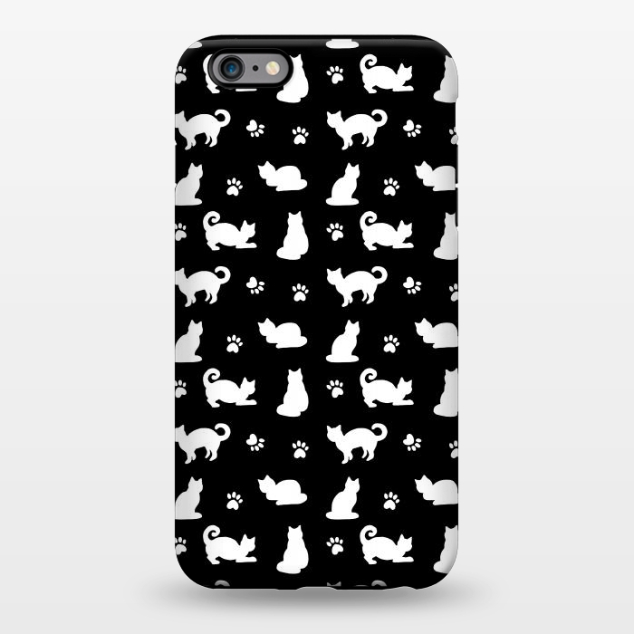 iPhone 6/6s plus StrongFit Black and White Cats and Paw Prints Pattern by Julie Erin Designs