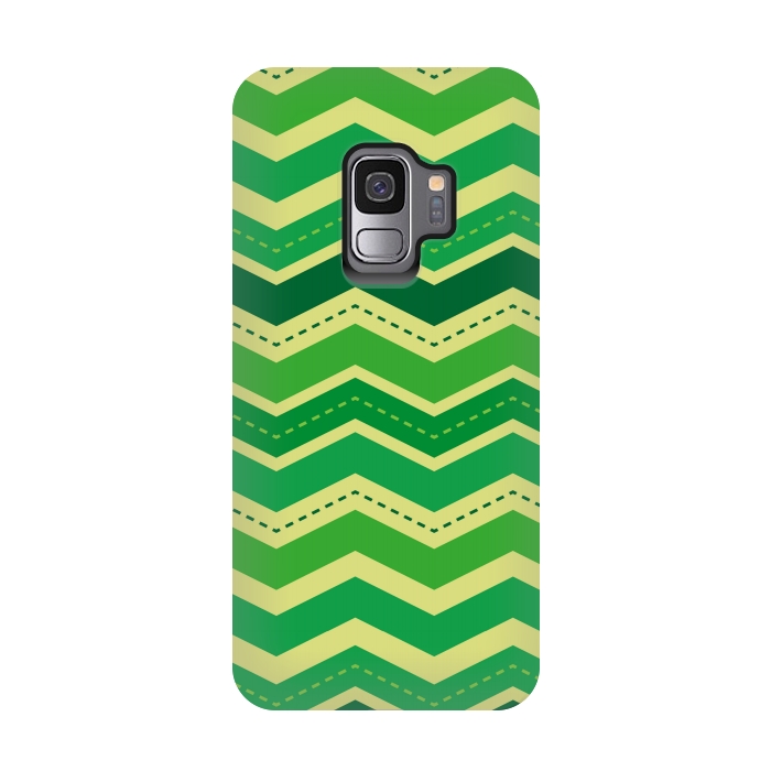 Galaxy S9 StrongFit zig zag green pattern 2 by MALLIKA