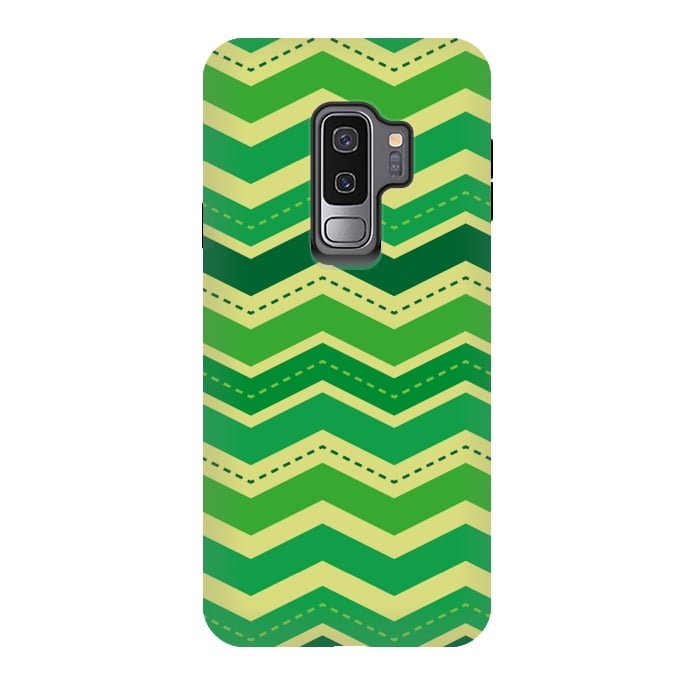 Galaxy S9 plus StrongFit zig zag green pattern 2 by MALLIKA