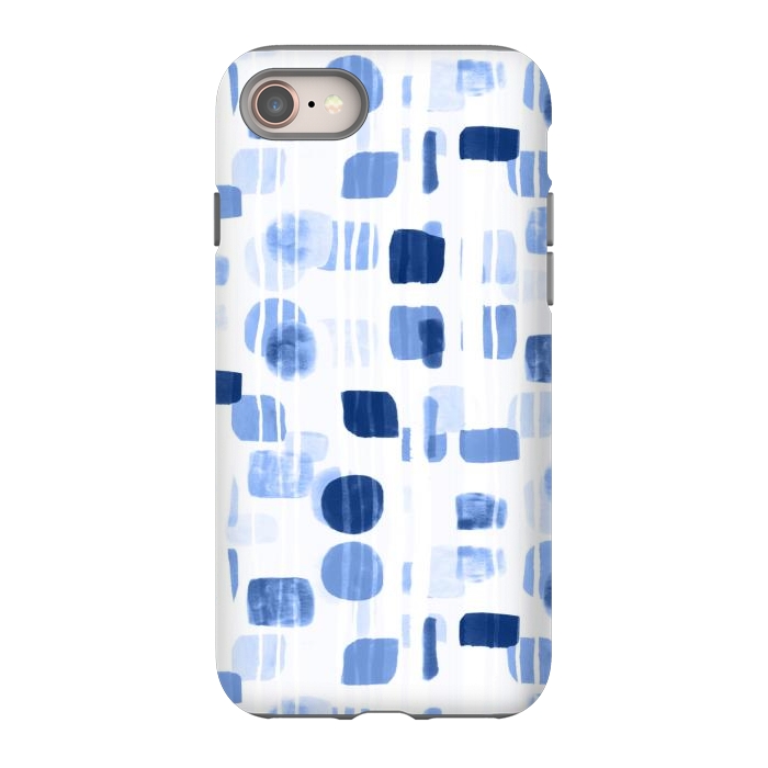 iPhone 8 StrongFit Blue Abstract Gouache Shapes  by Tigatiga