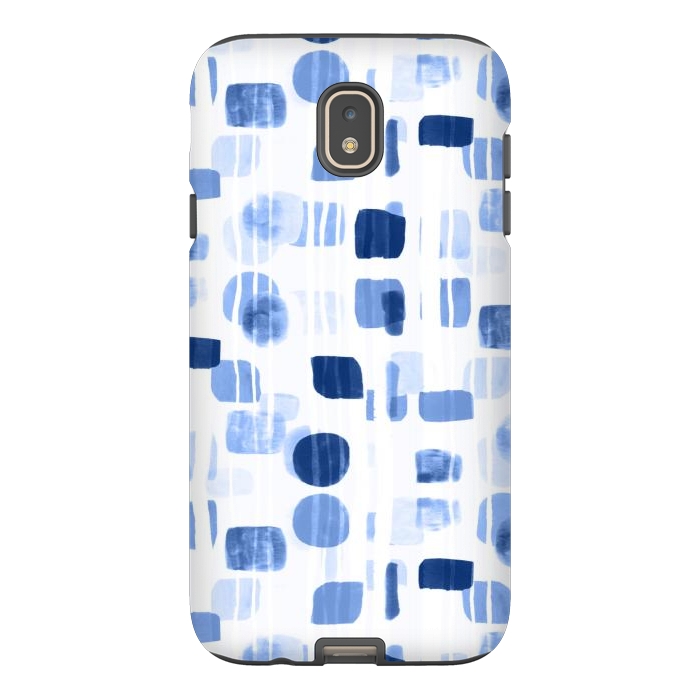 Galaxy J7 StrongFit Blue Abstract Gouache Shapes  by Tigatiga