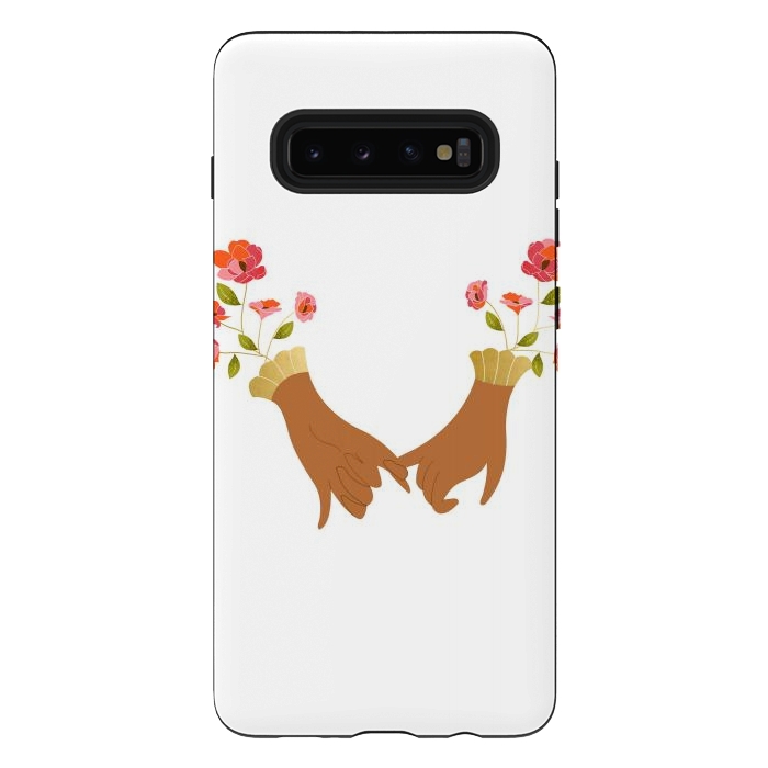Galaxy S10 plus StrongFit I Pinky Promise | Valentine's Day Love Friendship | Floral Botanical Join Hands Forever by Uma Prabhakar Gokhale