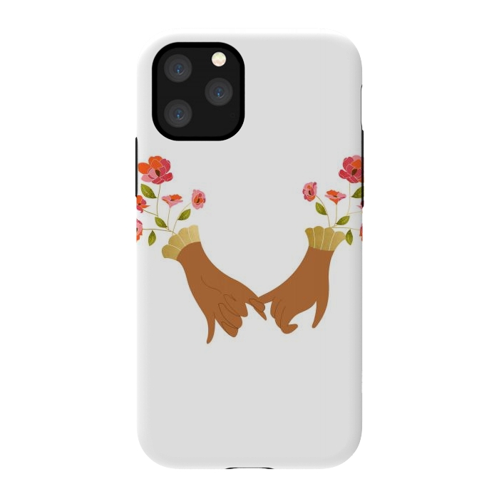 iPhone 11 Pro StrongFit I Pinky Promise | Valentine's Day Love Friendship | Floral Botanical Join Hands Forever by Uma Prabhakar Gokhale