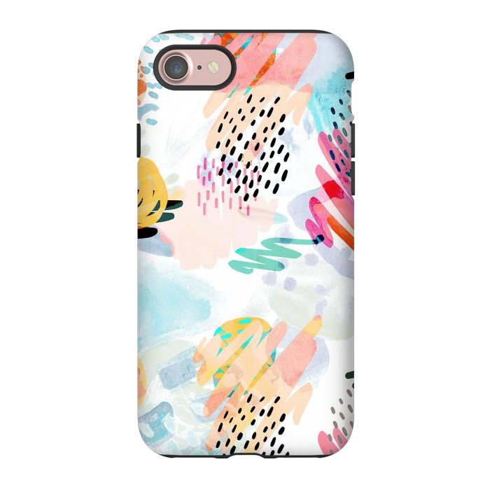 iPhone 7 StrongFit Playful paint splats and brushed doodles by Oana 