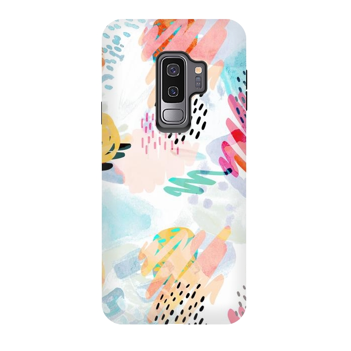 Galaxy S9 plus StrongFit Playful paint splats and brushed doodles by Oana 