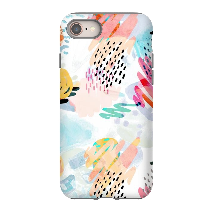iPhone 8 StrongFit Playful paint splats and brushed doodles by Oana 