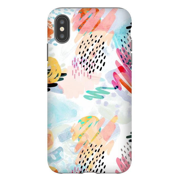 iPhone Xs Max StrongFit Playful paint splats and brushed doodles by Oana 