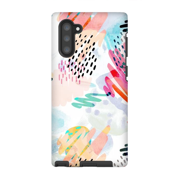Galaxy Note 10 StrongFit Playful paint splats and brushed doodles by Oana 