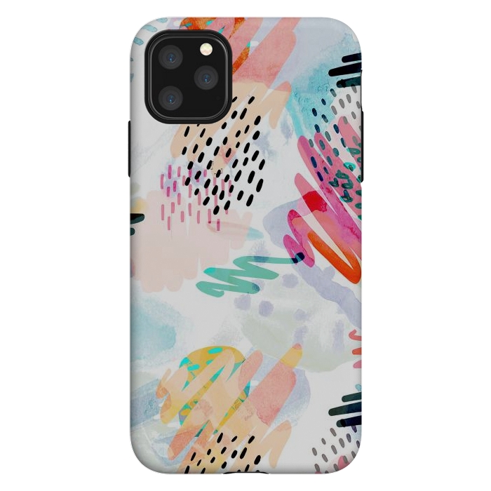 iPhone 11 Pro Max StrongFit Playful paint splats and brushed doodles by Oana 