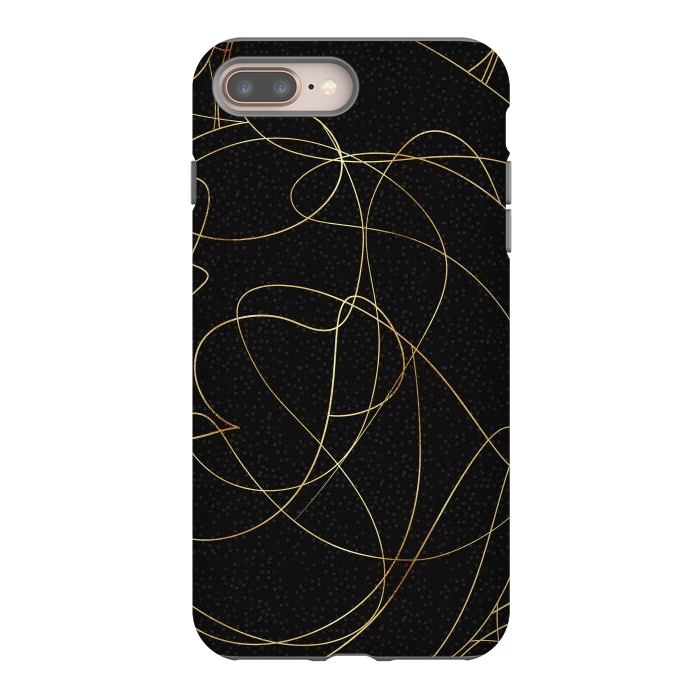 iPhone 7 plus StrongFit Modern Gold Line Art Gray Dots Abstract Design by InovArts