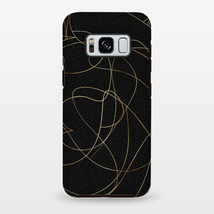 Galaxy S8 plus StrongFit Modern Gold Line Art Gray Dots Abstract Design by InovArts
