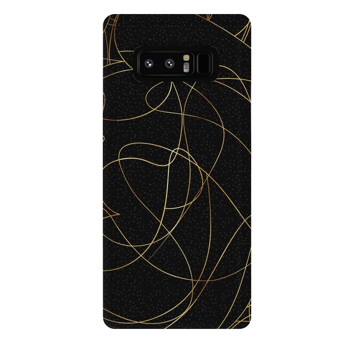 Galaxy Note 8 StrongFit Modern Gold Line Art Gray Dots Abstract Design by InovArts