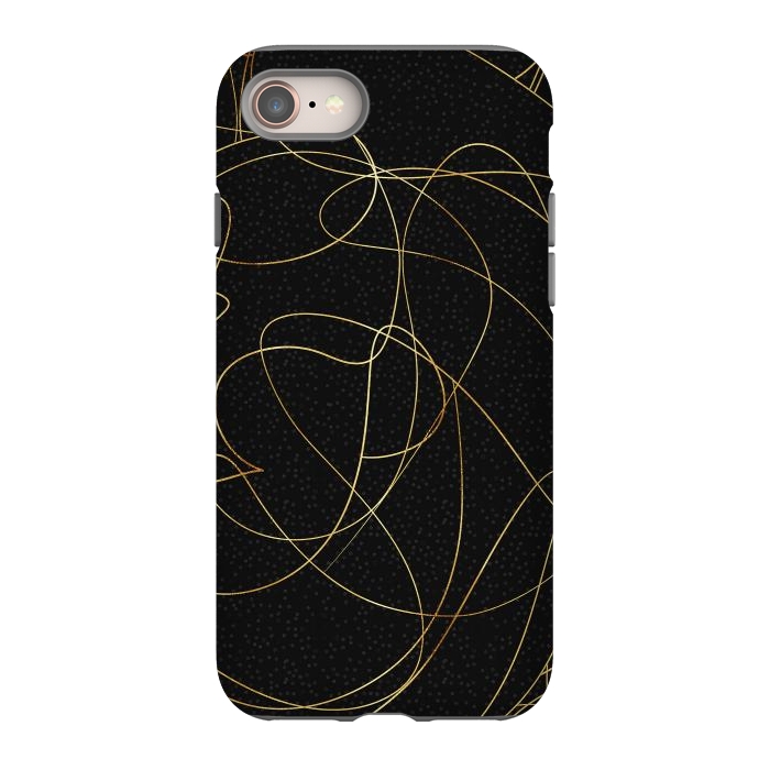 iPhone 8 StrongFit Modern Gold Line Art Gray Dots Abstract Design by InovArts