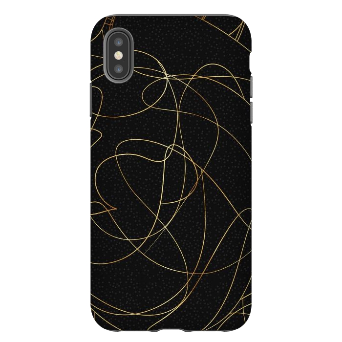 iPhone Xs Max StrongFit Modern Gold Line Art Gray Dots Abstract Design by InovArts