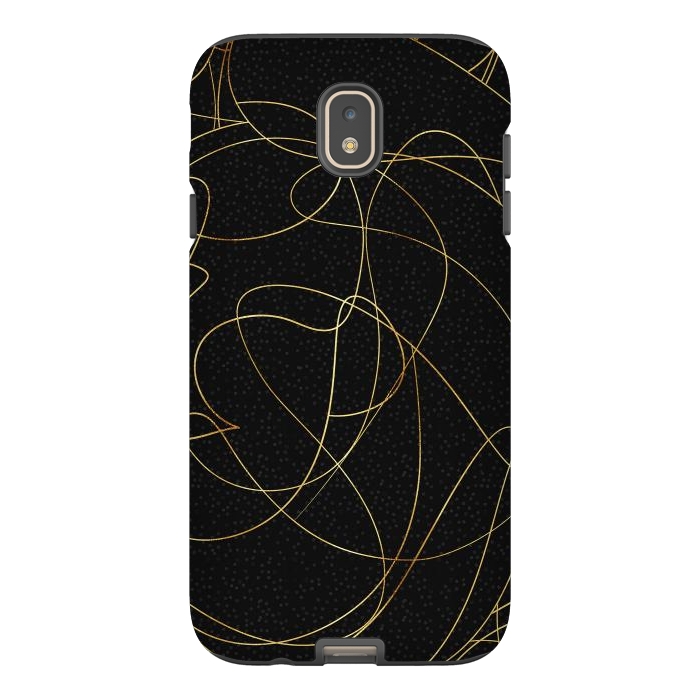Galaxy J7 StrongFit Modern Gold Line Art Gray Dots Abstract Design by InovArts