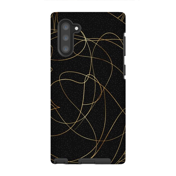 Galaxy Note 10 StrongFit Modern Gold Line Art Gray Dots Abstract Design by InovArts