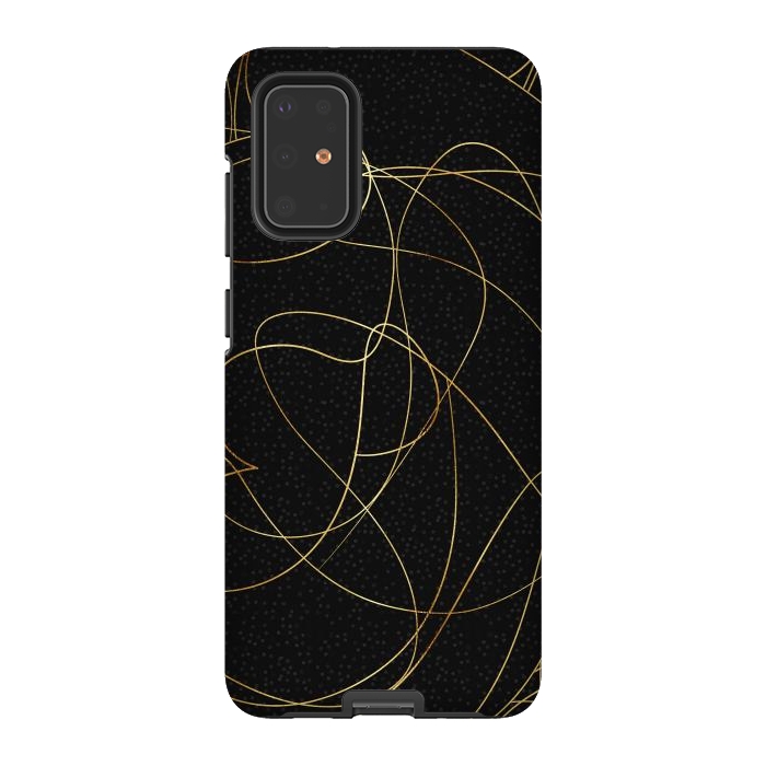 Galaxy S20 Plus StrongFit Modern Gold Line Art Gray Dots Abstract Design by InovArts