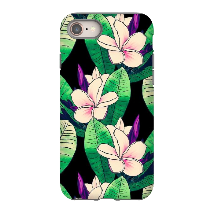 iPhone SE StrongFit Stylish Plumeria Flower Tropical Green Foliage Design by InovArts