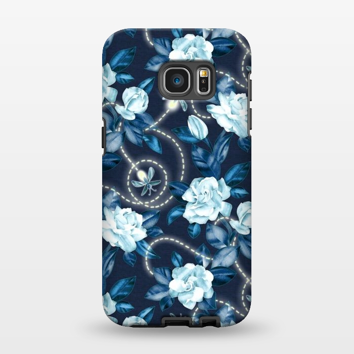 Galaxy S7 EDGE StrongFit Midnight Sparkles - fireflies and flowers by Micklyn Le Feuvre