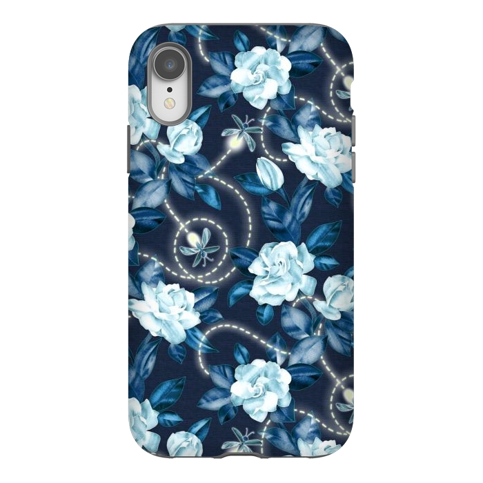 iPhone Xr StrongFit Midnight Sparkles - fireflies and flowers by Micklyn Le Feuvre