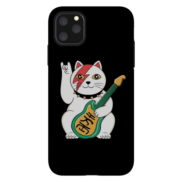 iPhone 11 Pro Max StrongFit Lucky Cat Black by Coffee Man