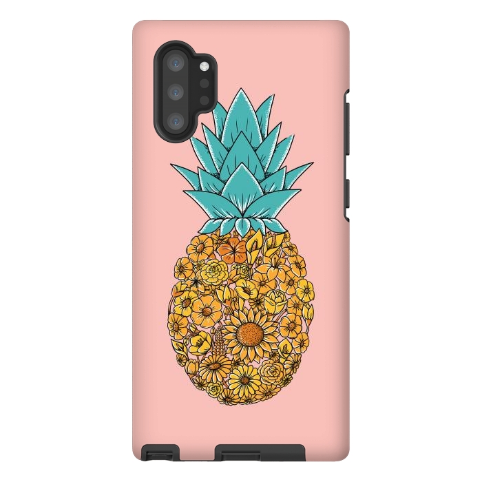 Galaxy Note 10 plus StrongFit Pineapple Floral Pink by Coffee Man