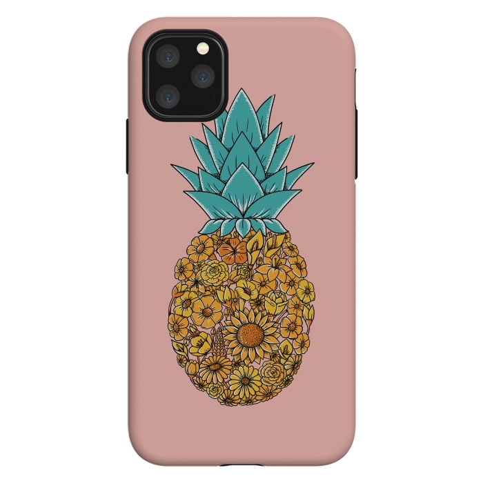 iPhone 11 Pro Max StrongFit Pineapple Floral Pink by Coffee Man