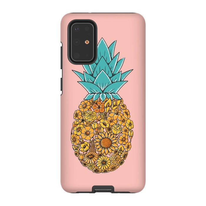 Galaxy S20 Plus StrongFit Pineapple Floral Pink by Coffee Man