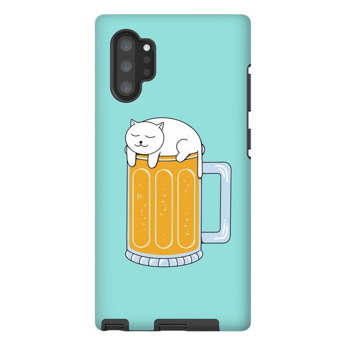 Galaxy Note 10 plus StrongFit Cat Beer Green by Coffee Man