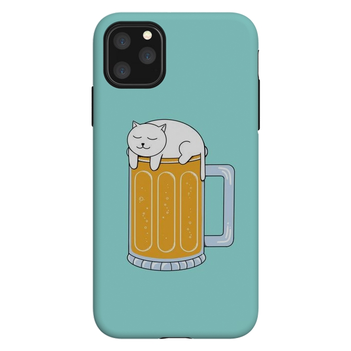 iPhone 11 Pro Max StrongFit Cat Beer Green by Coffee Man