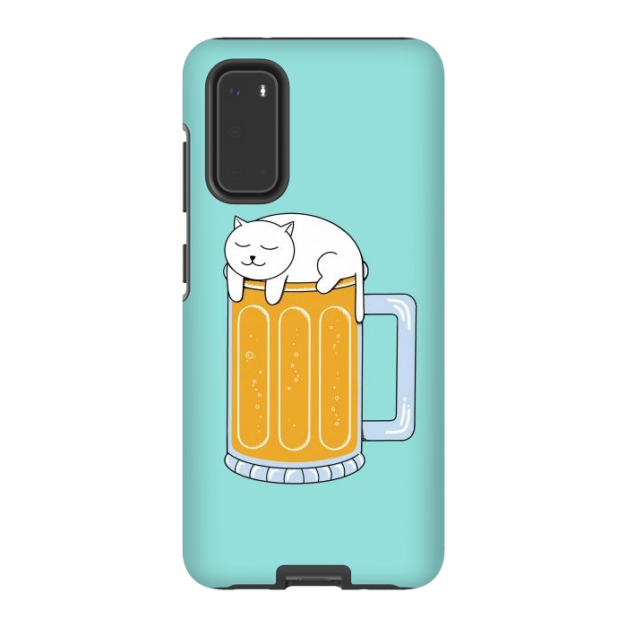 Galaxy S20 StrongFit Cat Beer Green by Coffee Man