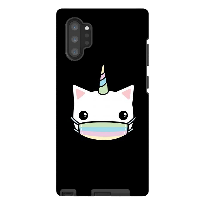Galaxy Note 10 plus StrongFit Rainbow face mask cat by Laura Nagel