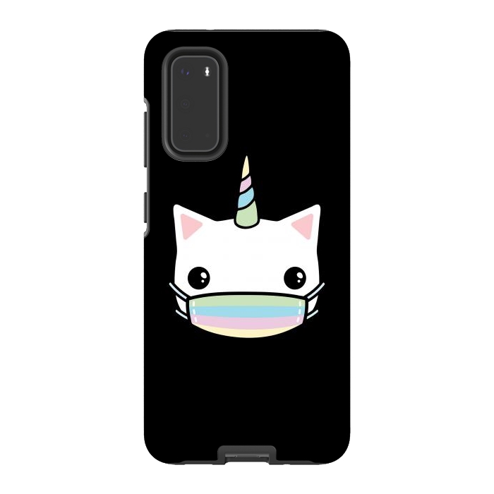 Galaxy S20 StrongFit Rainbow face mask cat by Laura Nagel