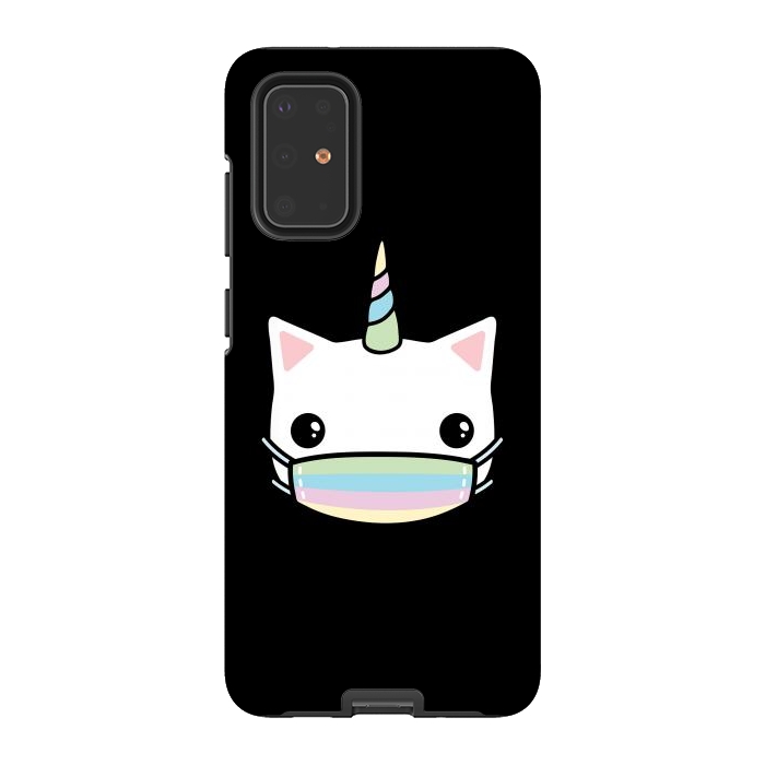 Galaxy S20 Plus StrongFit Rainbow face mask cat by Laura Nagel