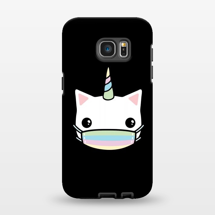 Galaxy S7 EDGE StrongFit Rainbow face mask cat by Laura Nagel