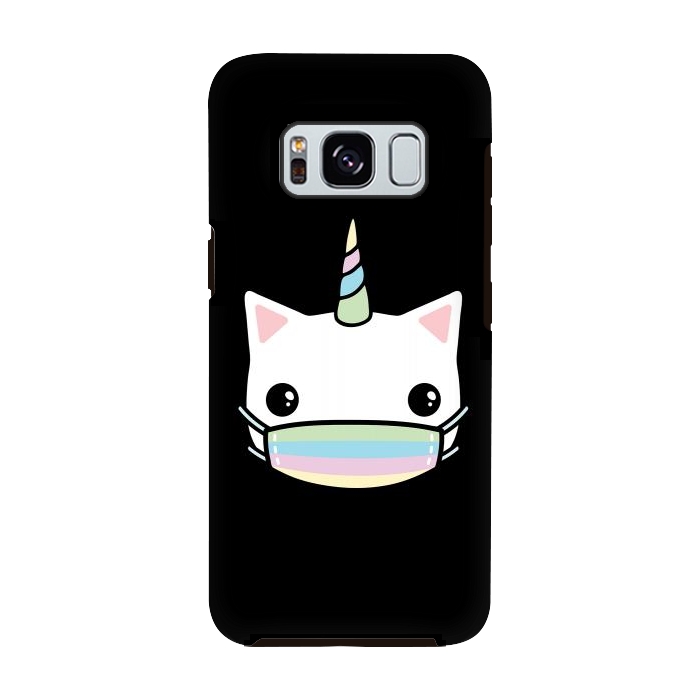Galaxy S8 StrongFit Rainbow face mask cat by Laura Nagel