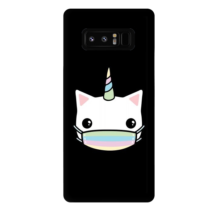 Galaxy Note 8 StrongFit Rainbow face mask cat by Laura Nagel