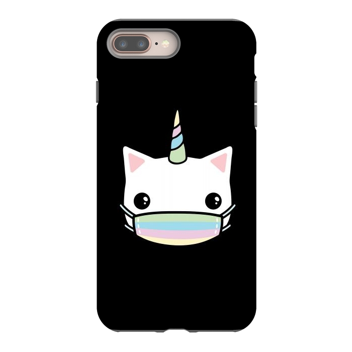 iPhone 8 plus StrongFit Rainbow face mask cat by Laura Nagel