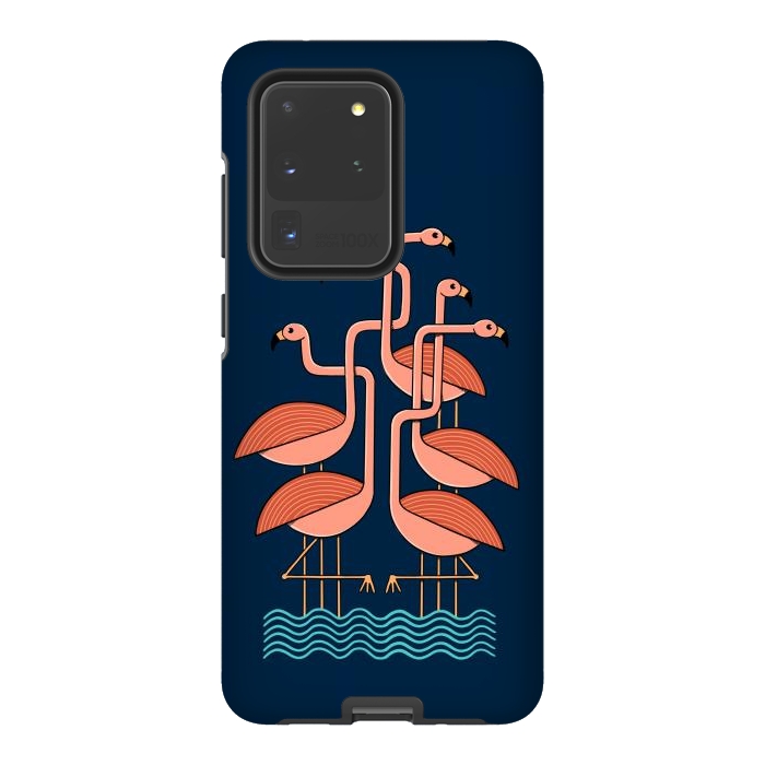 Galaxy S20 Ultra StrongFit Flamingos blue by Coffee Man