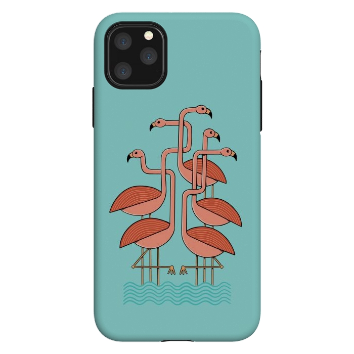iPhone 11 Pro Max StrongFit Flamingos by Coffee Man