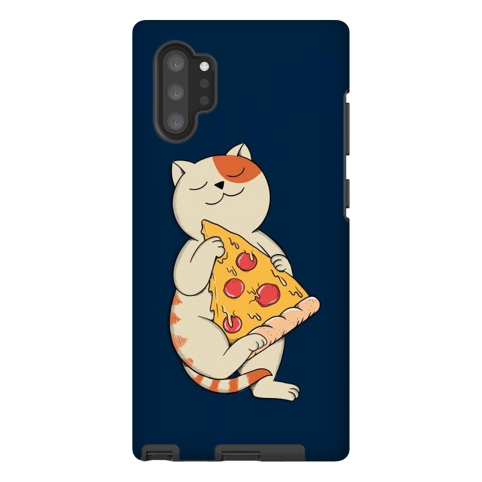 Galaxy Note 10 plus StrongFit Cat and Pizza Blue by Coffee Man