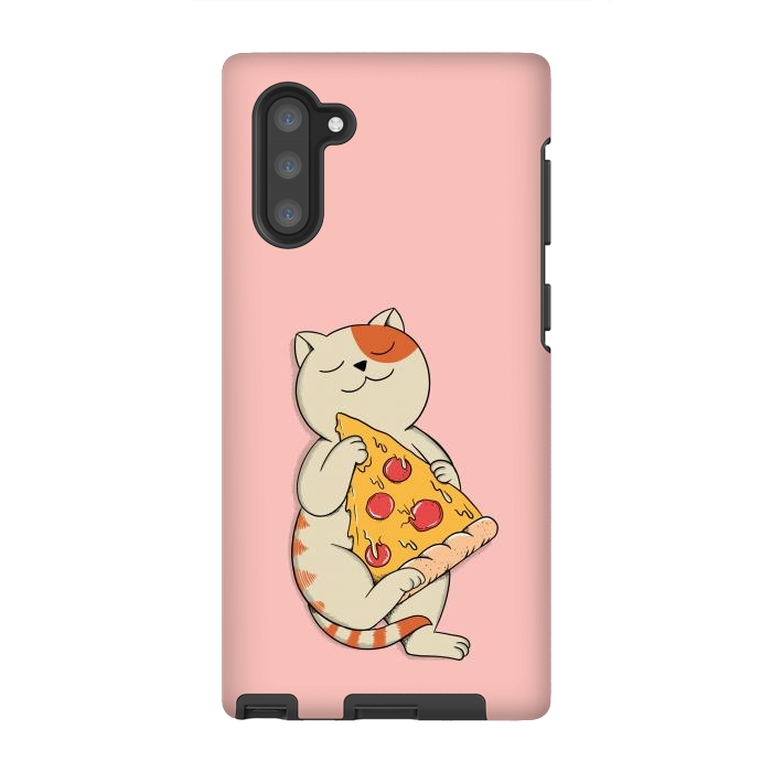 Galaxy Note 10 StrongFit Cat and Pizza Pink por Coffee Man