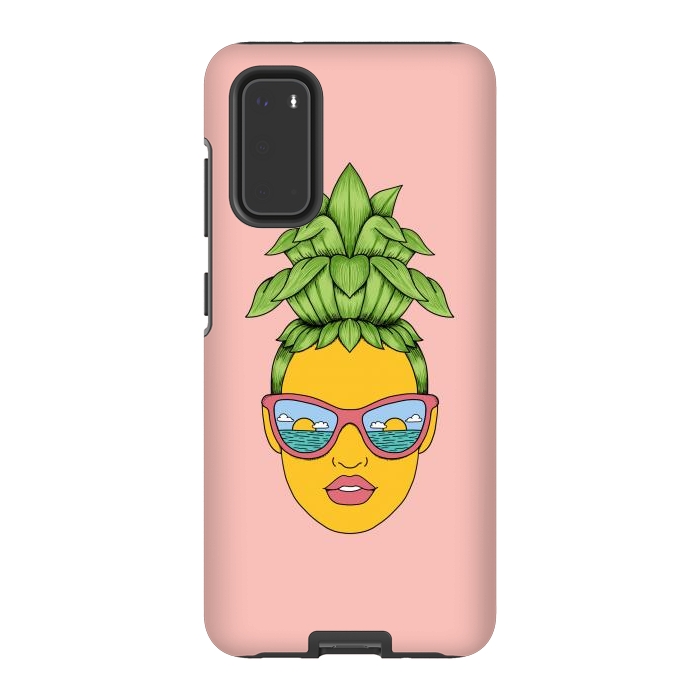 Galaxy S20 StrongFit Pineapple Girl Pink by Coffee Man