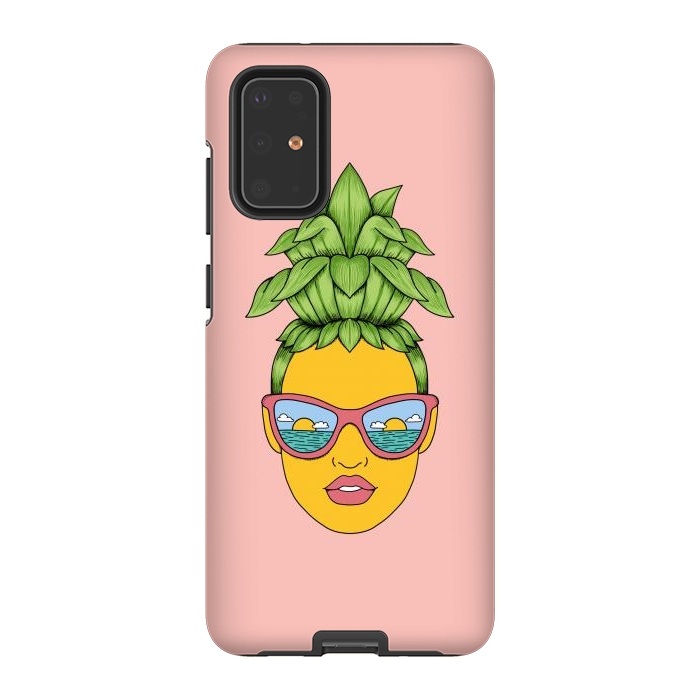 Galaxy S20 Plus StrongFit Pineapple Girl Pink by Coffee Man