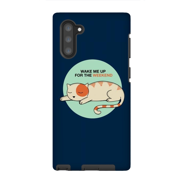 Galaxy Note 10 StrongFit Cat wake me up blue by Coffee Man